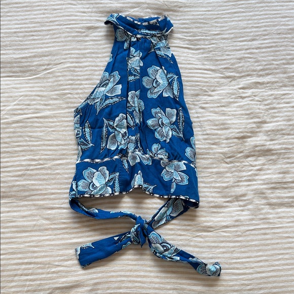 Maeve/Anthropologie Floral Blue Halter Top - Picture 1 of 3